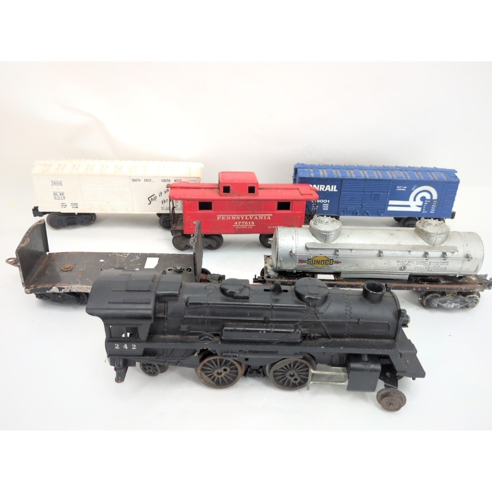 LIONEL O GAUGE No. 242  2-4-2 LOCOMOTIVE & Mixed Loot Sunoco Penn 477618